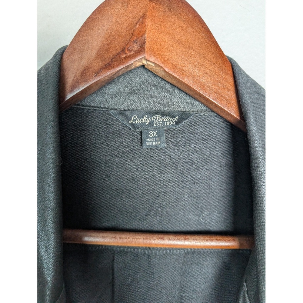 Lucky Brand Blazer 3XL Black Cotton Open Front Relaxed Fit Jacket - Picture 2 of 8
